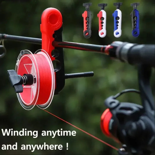 Compact fishing line winder for spinning and baitcasting reels, portable angler gear