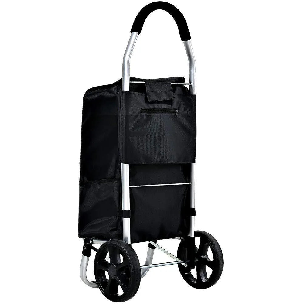 CarryEase foldable aluminum trolley; a lightweight, portable grocery cart for easy errands.