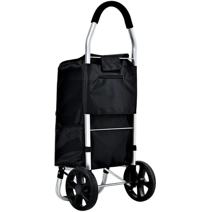 CarryEase foldable aluminum trolley; a lightweight, portable grocery cart for easy errands.