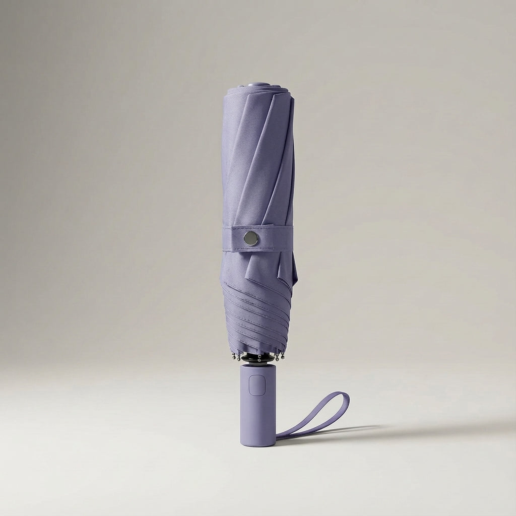 Sleek black lightweight travel umbrella, foldable & compact for ultimate portability.