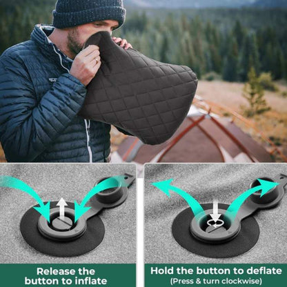 Ergonomic inflatable camping pillow providing neck support for comfortable outdoor sleep