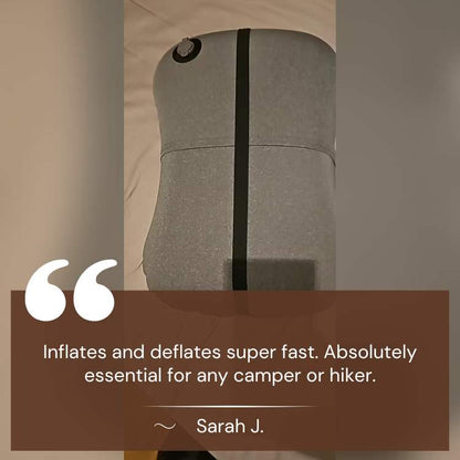 Travel-friendly inflatable camping pillow with quick inflate valve, essential outdoor gear