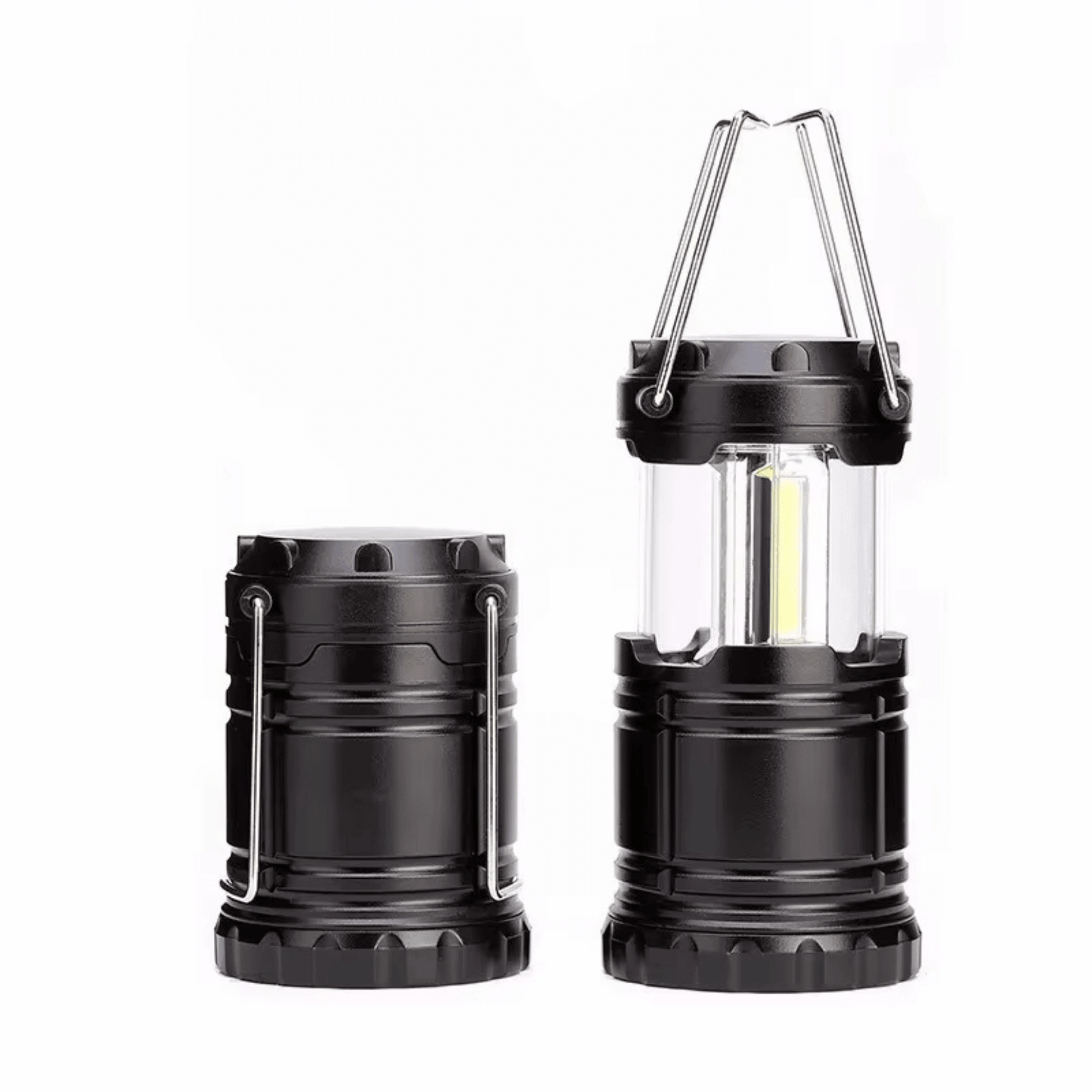 Compact LED camping lantern with carry handle, bright illumination for outdoor adventures