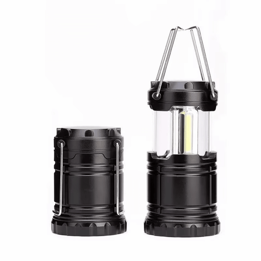 Compact LED camping lantern with carry handle, bright illumination for outdoor adventures