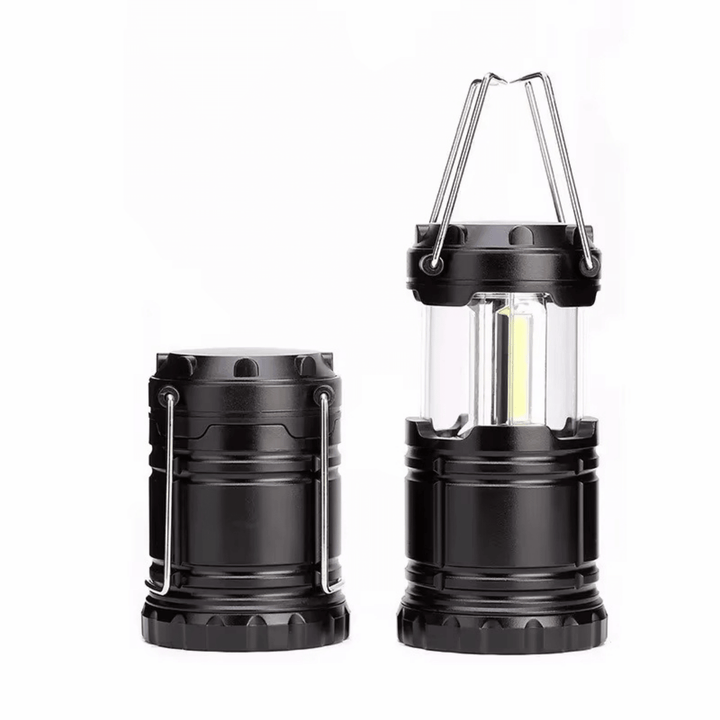 Compact LED camping lantern with carry handle, bright illumination for outdoor adventures
