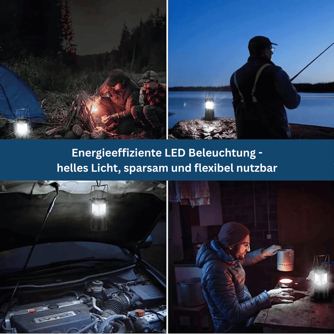 Lightweight LED camping lantern, waterproof, providing essential light for any outdoor setting