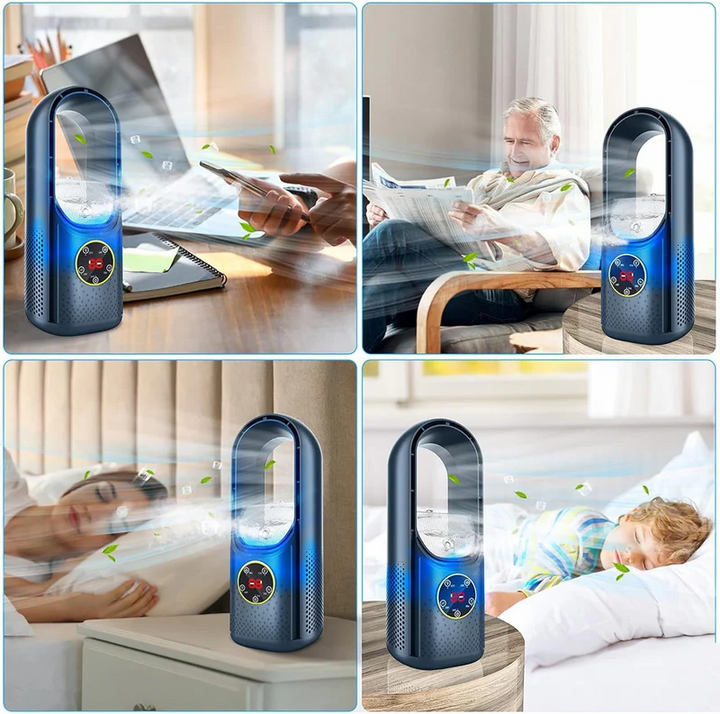 Small USB-powered cooling device, perfect quiet AC for bedroom or office space.