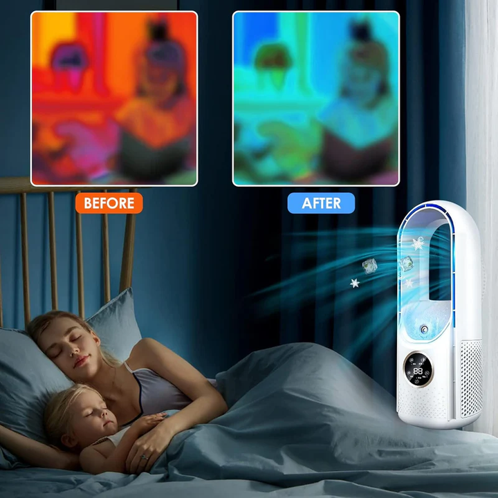 Compact quiet cooler, mini portable AC perfect for bedroom, desk, or small spaces.