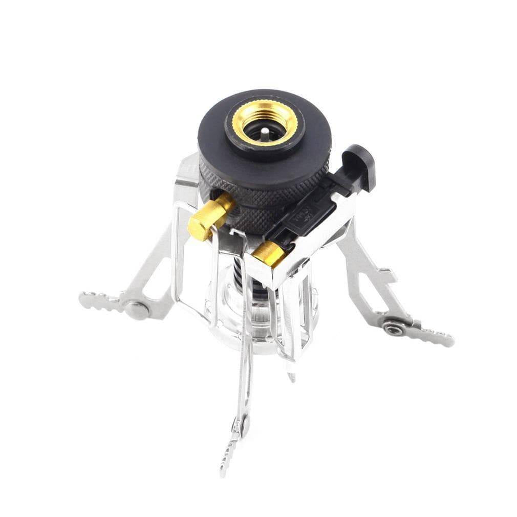 Essential camping cookware: portable stove with piezo ignition for quick meals outdoors