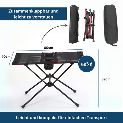 Small portable camping table, durable outdoor furniture for any campsite.