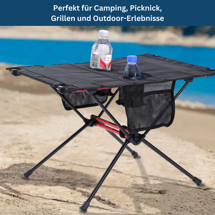 Lightweight camping table, a versatile travel accessory for easy setup & storage.