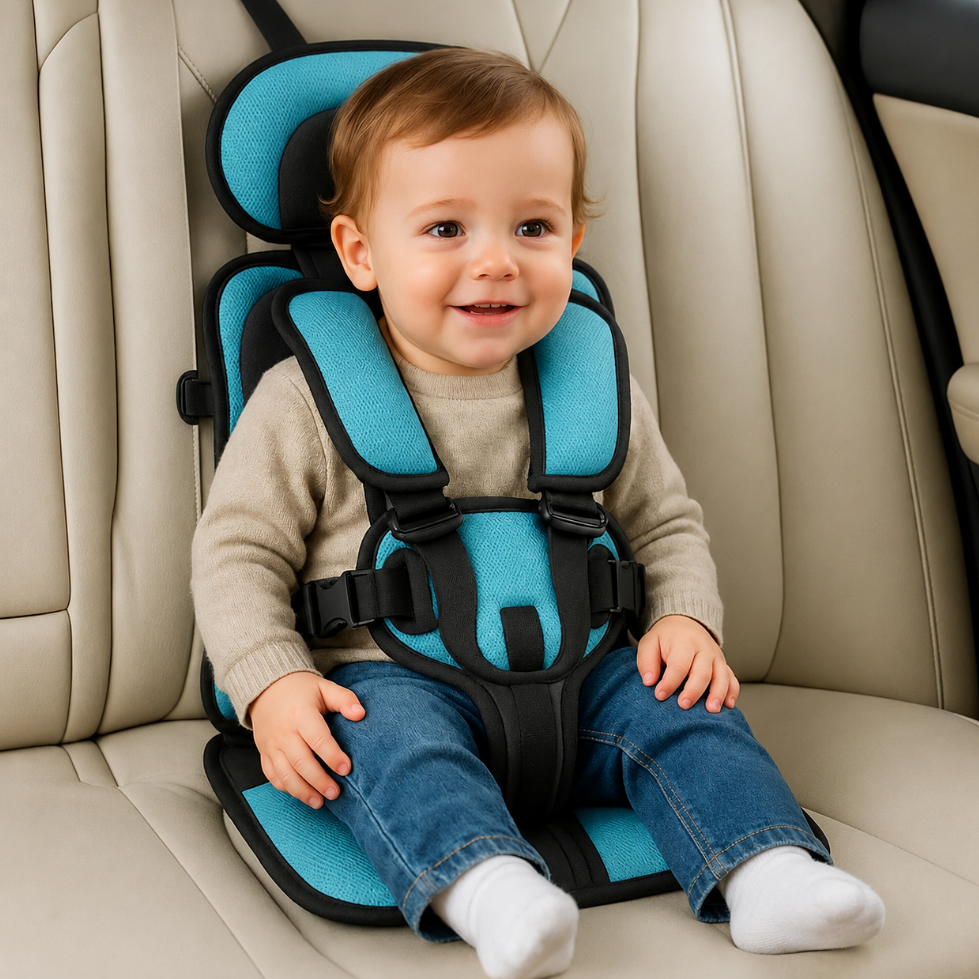 Compact portable travel car seat for kids, lightweight & foldable, ensuring child car safety on the go.