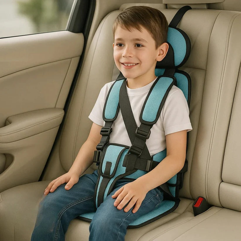 Youth booster car seat, ergonomic design for comfort & safety, a compact solution for kids' travel.
