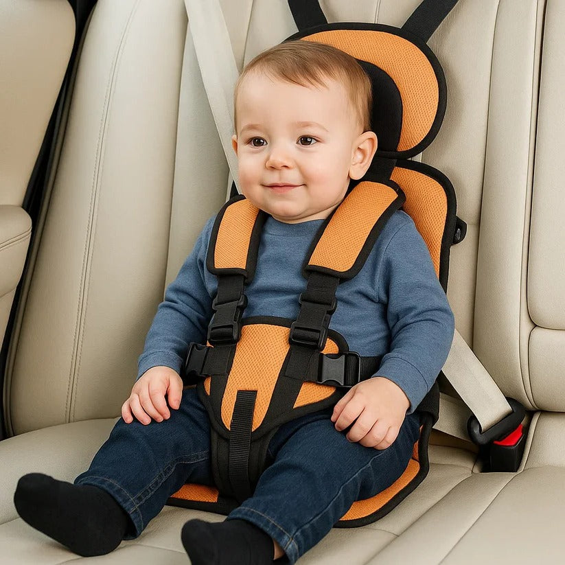 Kids' compact travel car seat with adjustable headrest, ensuring safety & comfort for growing children.