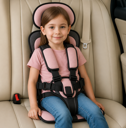 Kids' travel gear: portable child car seat in its compact form, ready for any adventure.
