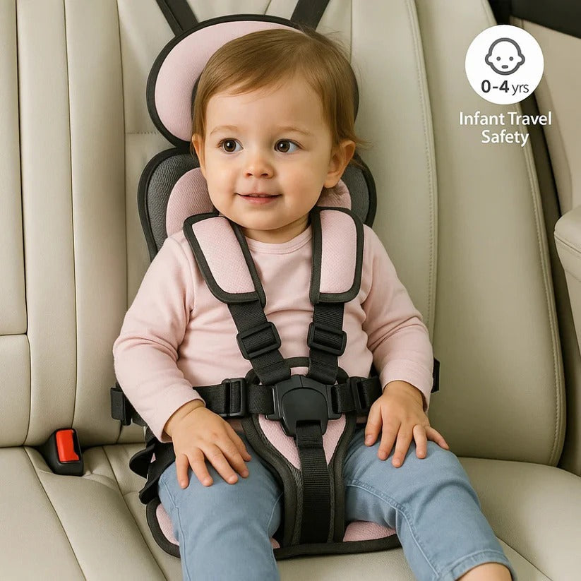 Lightweight youth booster car seat in black, perfect for kids' travel & car safety, easy to install.