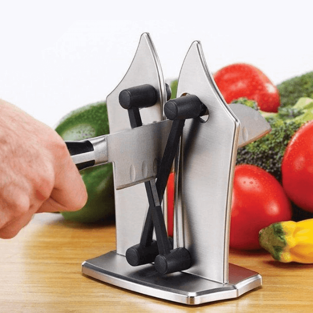 Compact precision knife sharpener with tungsten carbide for effortless blade care & professional sharpening.