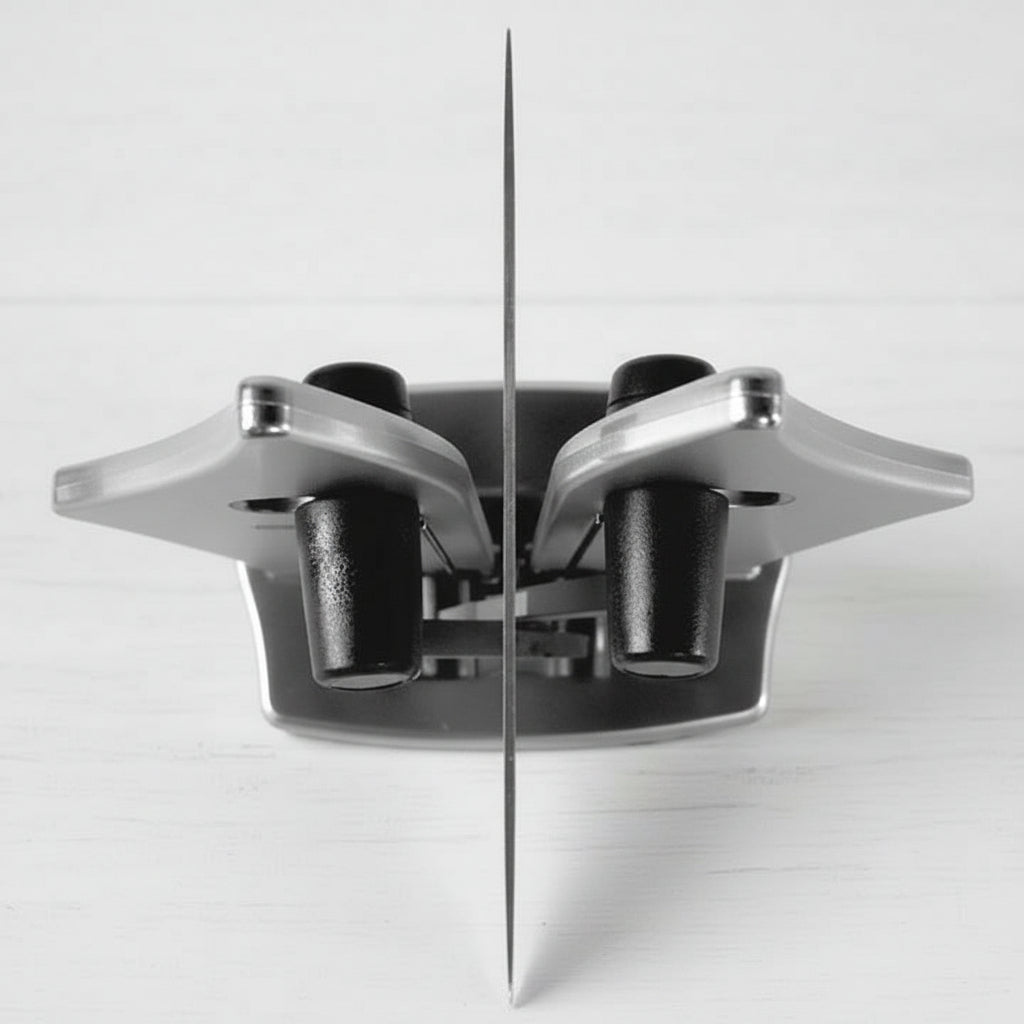Sharpens kitchen knives precisely; a compact, durable tool for superior blade care.