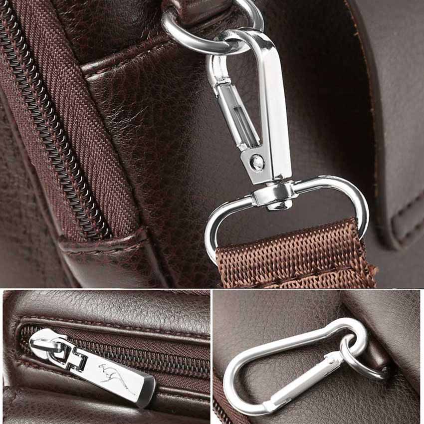 Men's compact PU leather bag, worn as a crossbody with an adjustable strap for hands-free daily adventures.