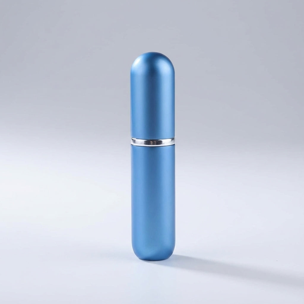 Unisex refillable perfume atomizer. Easy-fill travel fragrance spray bottle for on-the-go touch-ups.