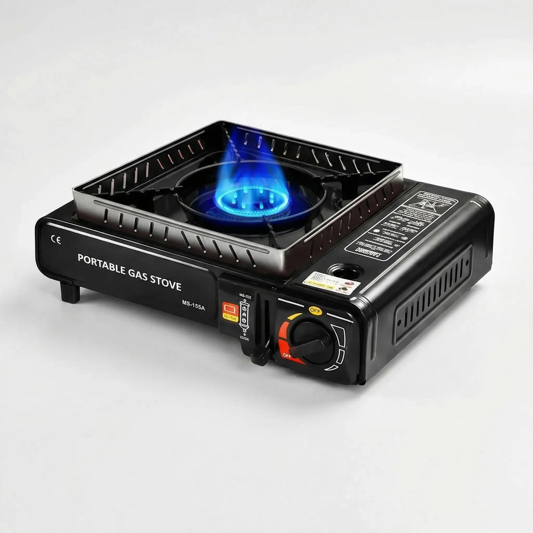 Durable portable gas stove for easy outdoor cooking. Compact single burner for camping, hiking & travel adventures.