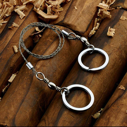 Compact stainless steel wire saw, essential survival tool for camping & hiking