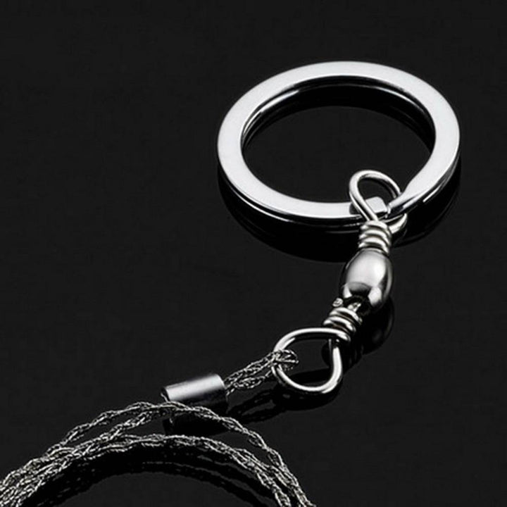 Survival wire saw, gleaming stainless steel, ready for tactical outdoor use