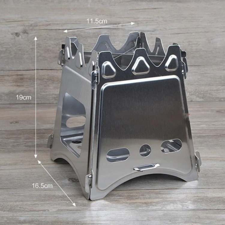 Detail of compact wood burning stove showing airflow, ideal for efficient outdoor cooking