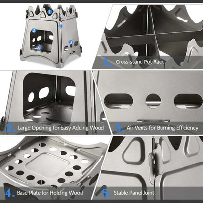 Lightweight stainless steel camping stove with pot, essential portable outdoor cooking gear