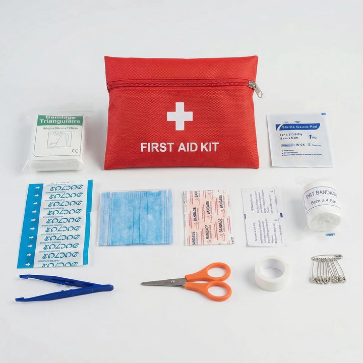 Durable, portable tactical first aid kit for outdoor emergencies. Essential medical gear for camping, hiking, travel.