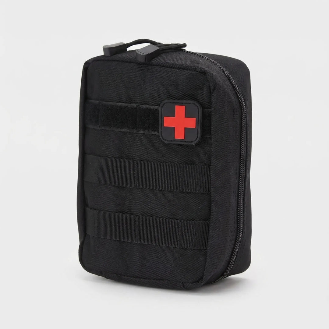 Durable tactical first aid pouch for quick access to medical essentials. Ideal for camping, travel & emergencies.
