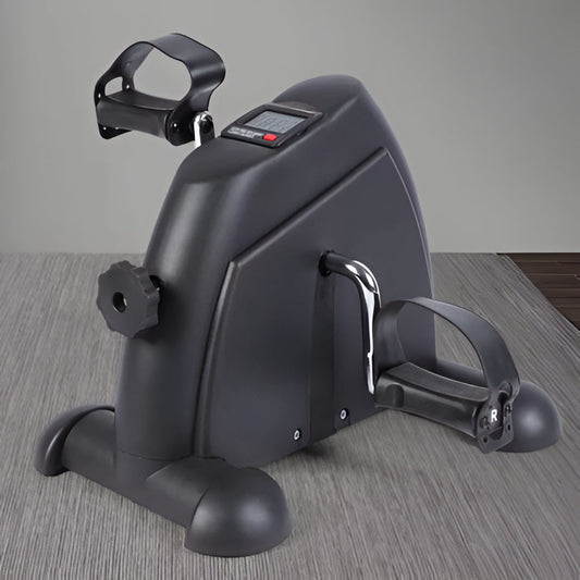 Compact unisex pedal exerciser with LCD display for home workouts, mini exercise bike for legs and arms.