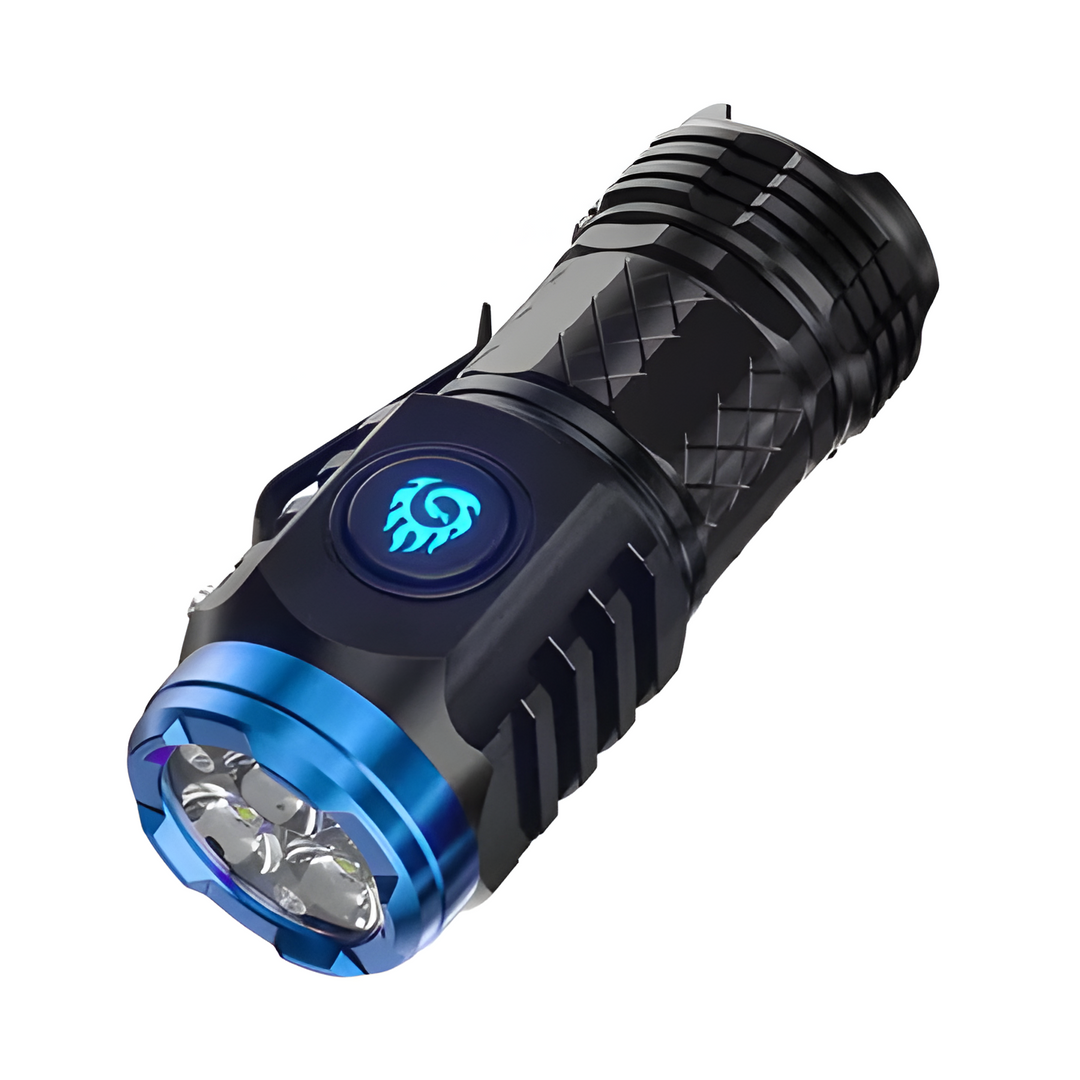 Compact unisex triple LED mini flashlight, super bright for camping, hiking & emergency use. Durable & portable.