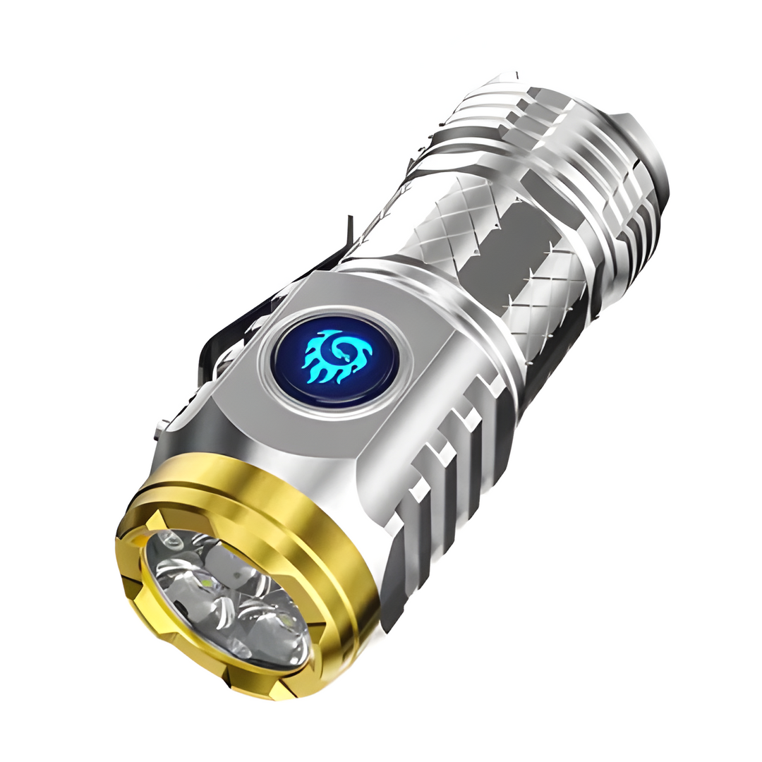 Portable mini triple LED flashlight, compact & lightweight for outdoor adventures, emergencies, or daily carry.