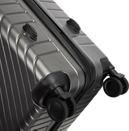 A close-up of the Valencia compact carry-on suitcase's robust hard shell, highlighting its secure TSA combination lock.