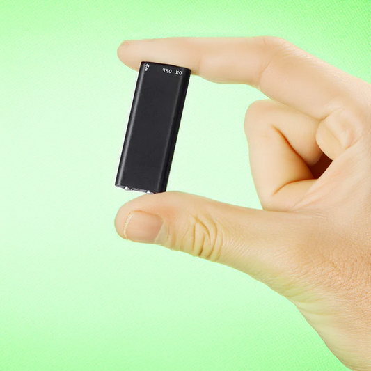 Compact voice-activated digital audio recorder for discreet meetings, lectures, and interviews.