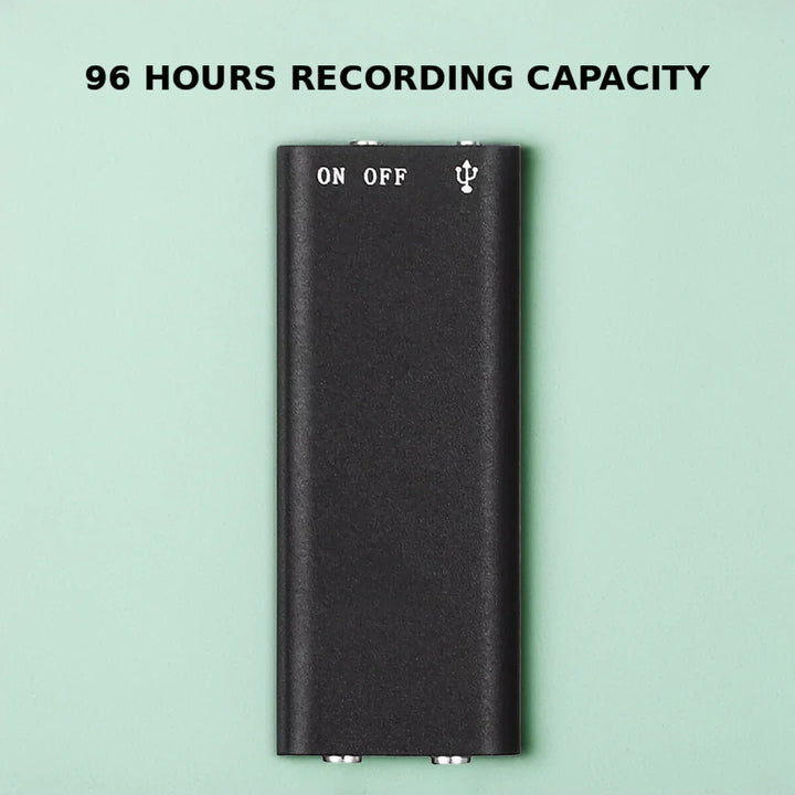 Portable voice-activated audio recorder with USB drive function, ideal for lectures, interviews & important notes.