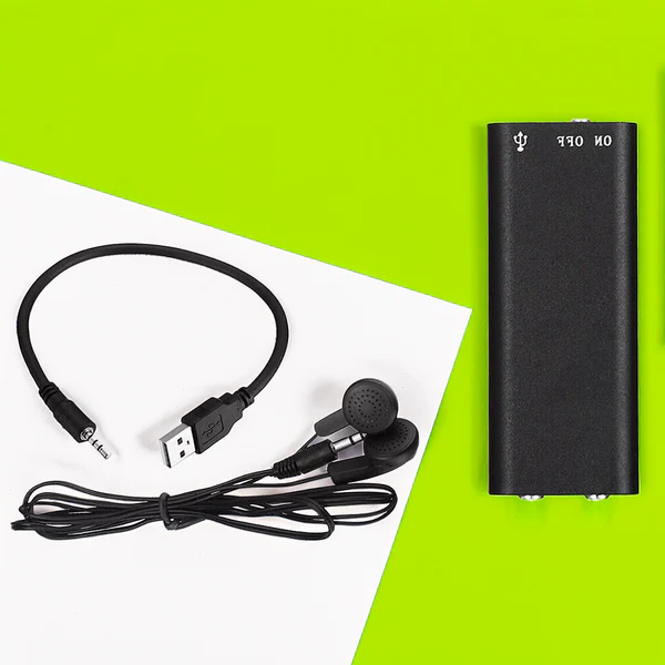 Versatile portable voice recorder doubling as a USB drive & MP3 player; perfect for students & professionals.