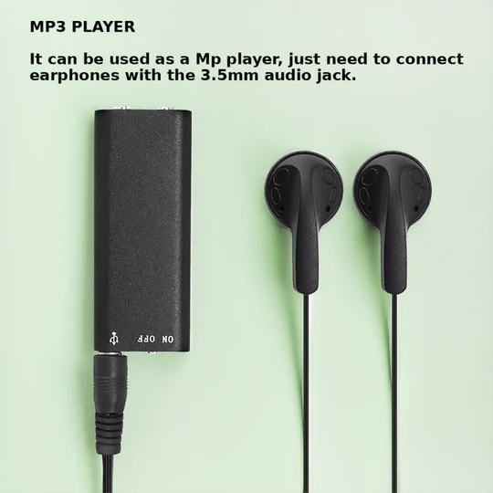 Sleek mini voice recorder, 32GB. Ideal for professional interview and meeting audio capture.