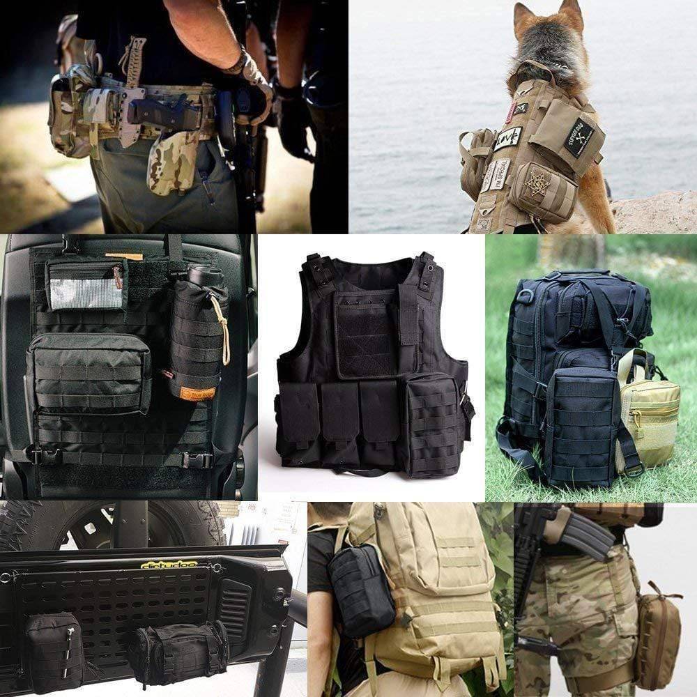 Compact water-resistant tactical EDC pouch for survival gear with MOLLE system, made of durable nylon