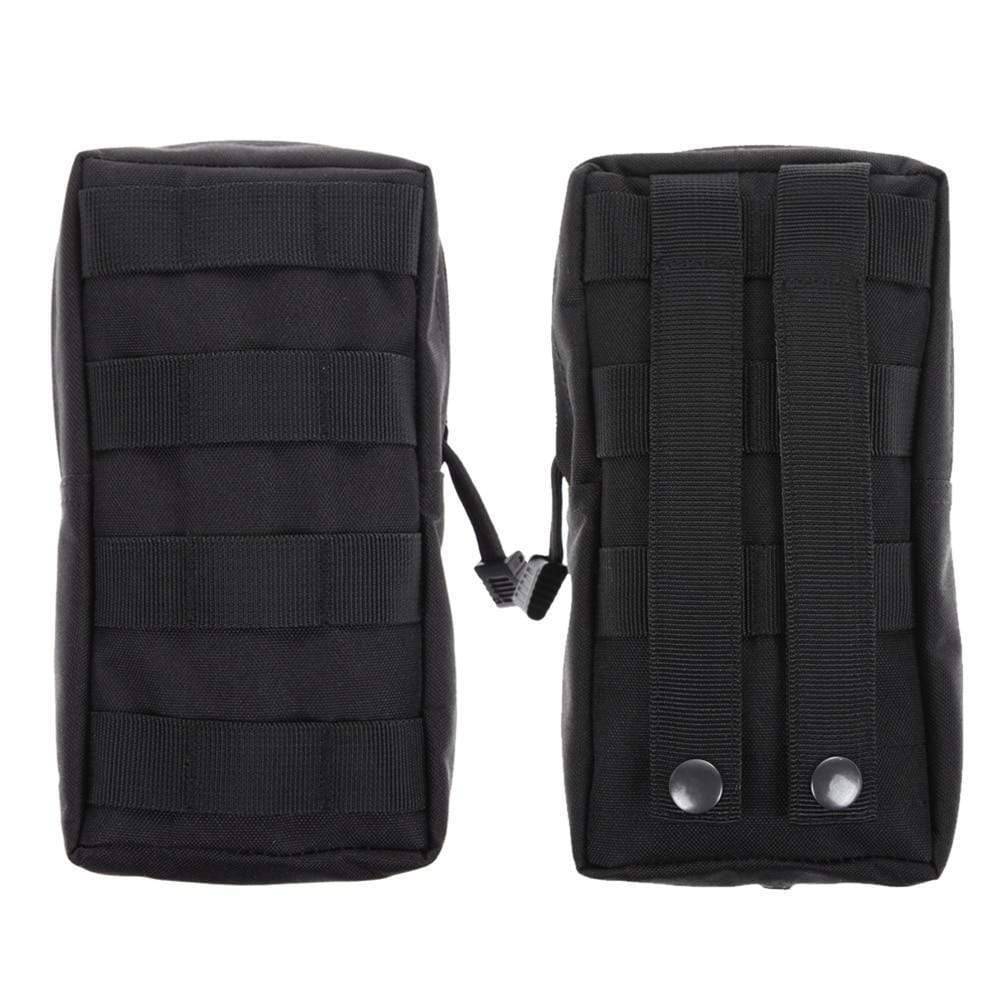 Side view of water-resistant tactical pouch, featuring durable zippers and MOLLE straps for outdoor use
