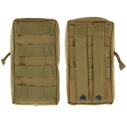 Front view of a tactical water-resistant nylon pouch, perfect for EDC gear and hiking accessory storage