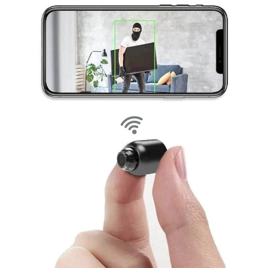 Compact WiFi security camera with night vision for home & pet monitoring.