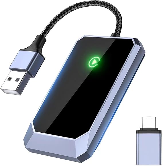 Compact wireless CarPlay adapter for seamless iPhone connectivity in your car. Plug & play vehicle tech upgrade.