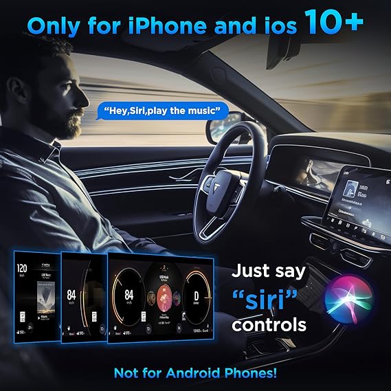 Hands-free wireless CarPlay adapter ensuring easy iPhone integration & a future-proof driving experience.