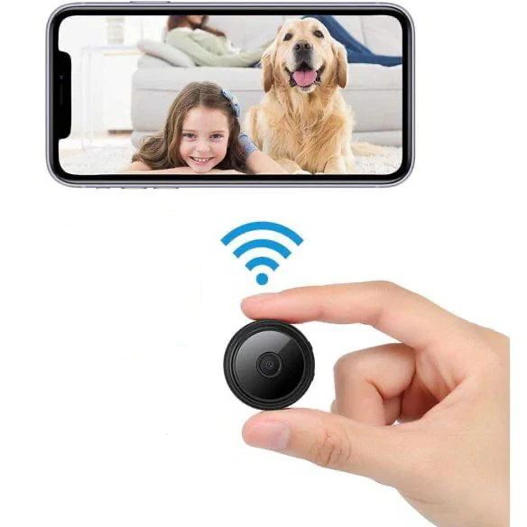 Compact wireless magnetic camera with HD video, live audio, and app control for versatile home monitoring.