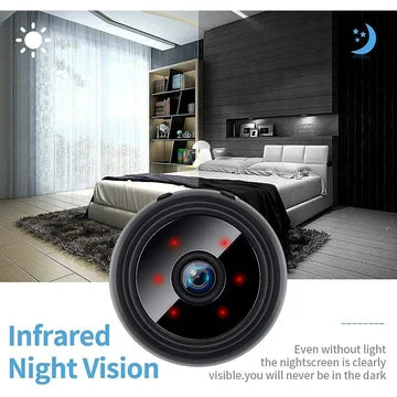 Wireless security camera with night vision, live feed, and audio for comprehensive home monitoring.
