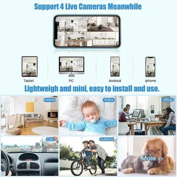 HD wireless baby monitor & pet camera with live audio, video, night vision for peace of mind at home.