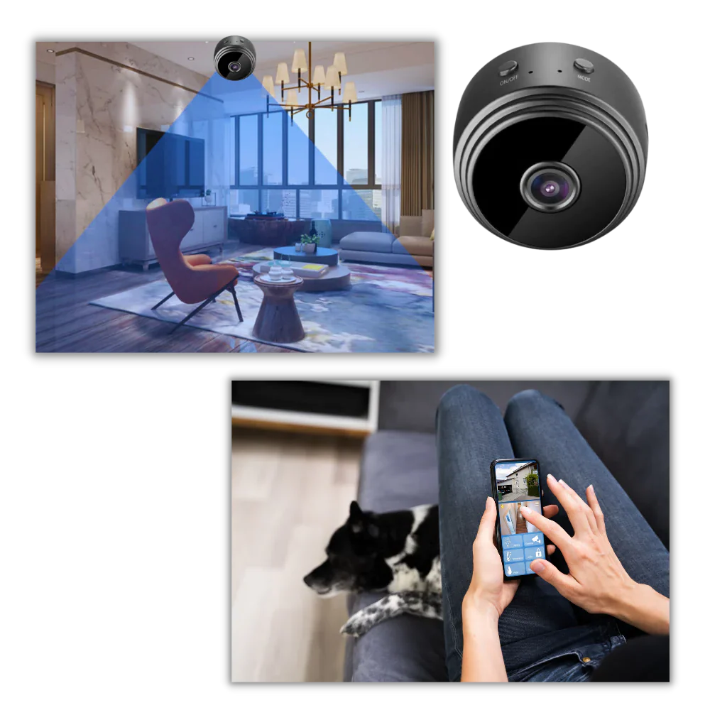 Wireless home security camera with motion detection and clear night vision for 24/7 surveillance.