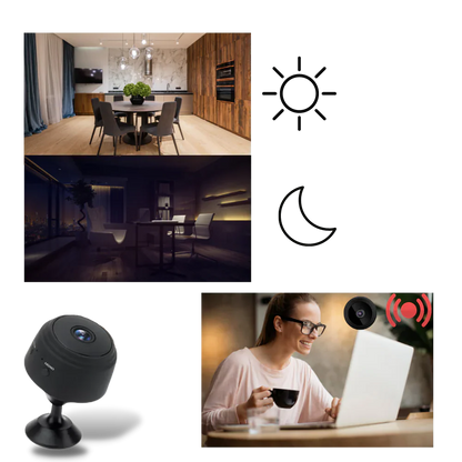 Mini hidden camera, wireless, for discreet home security & surveillance; features motion detection.